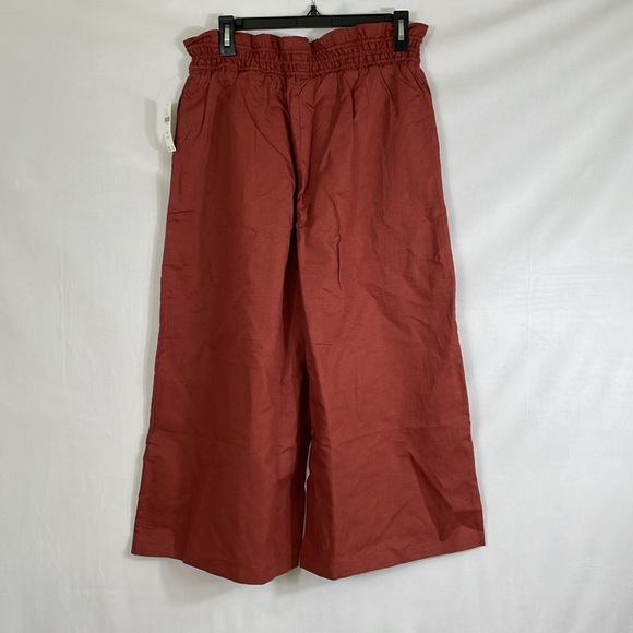 Anthropologie wide Leg Linen Pull-on Pants XSP Brown NWT - Picture 3 of 12